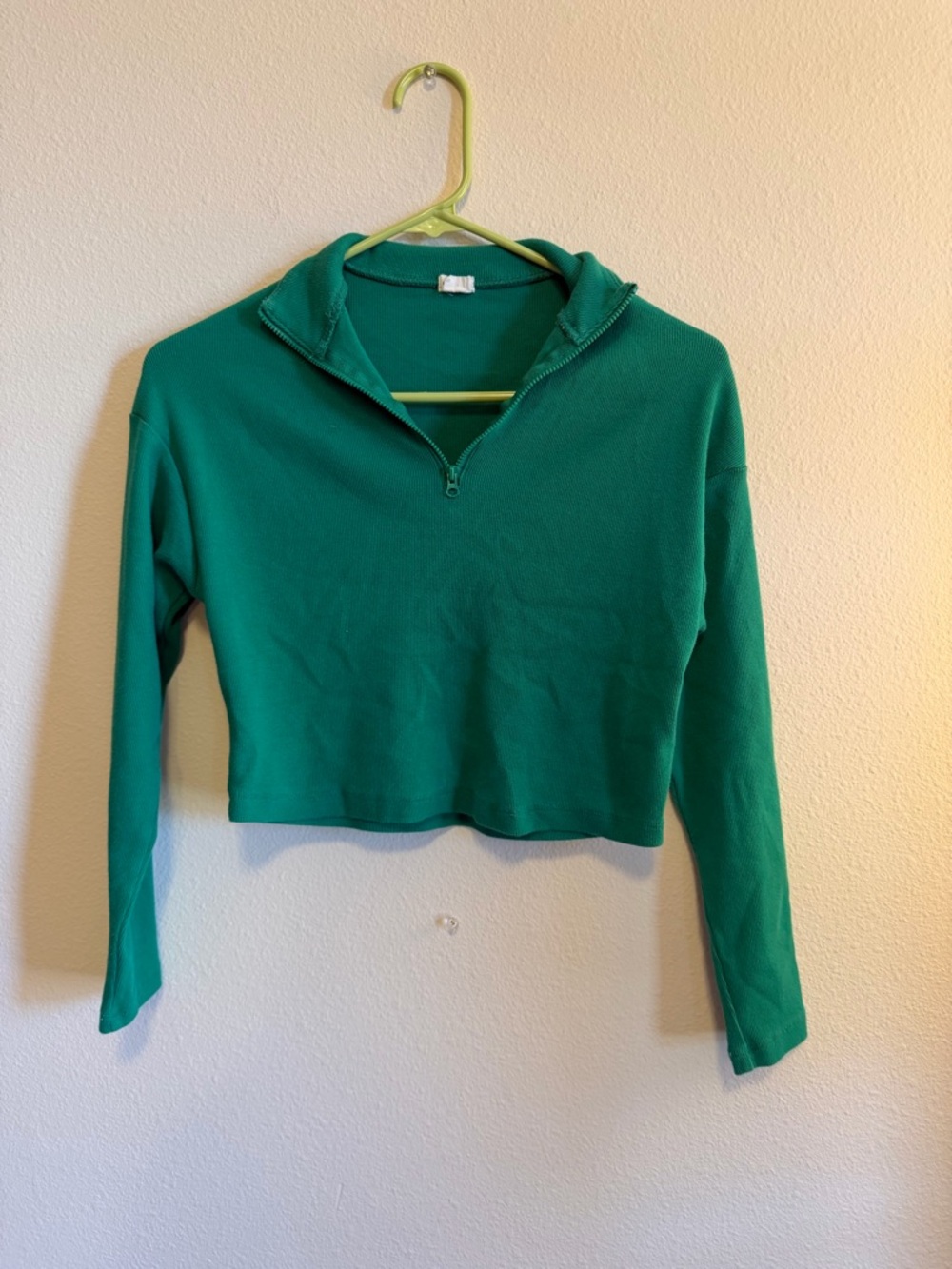 Garage Emerald Green Half-Zip Cropped Top